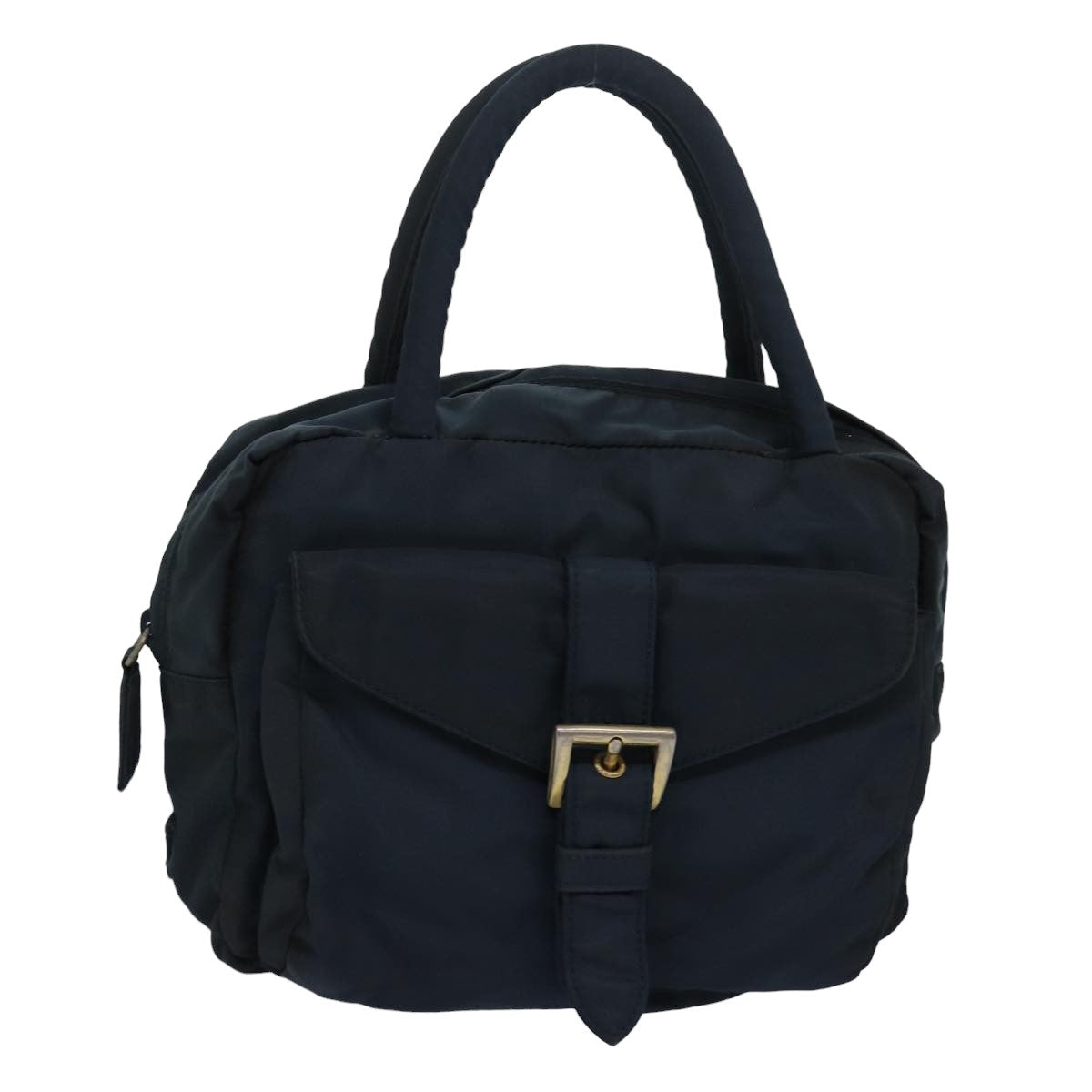 Prada Hand Bag Auth Nylon Navy Travel Bag Navy Auth 83396