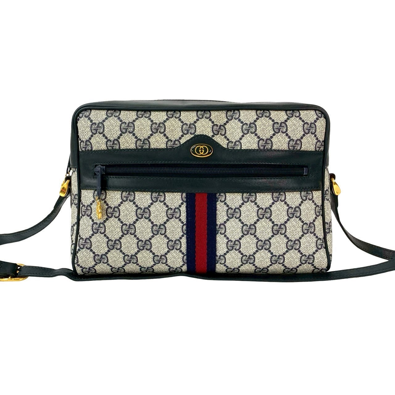 Gucci Sherry line Leather Navy Shoulder Bag 833D833