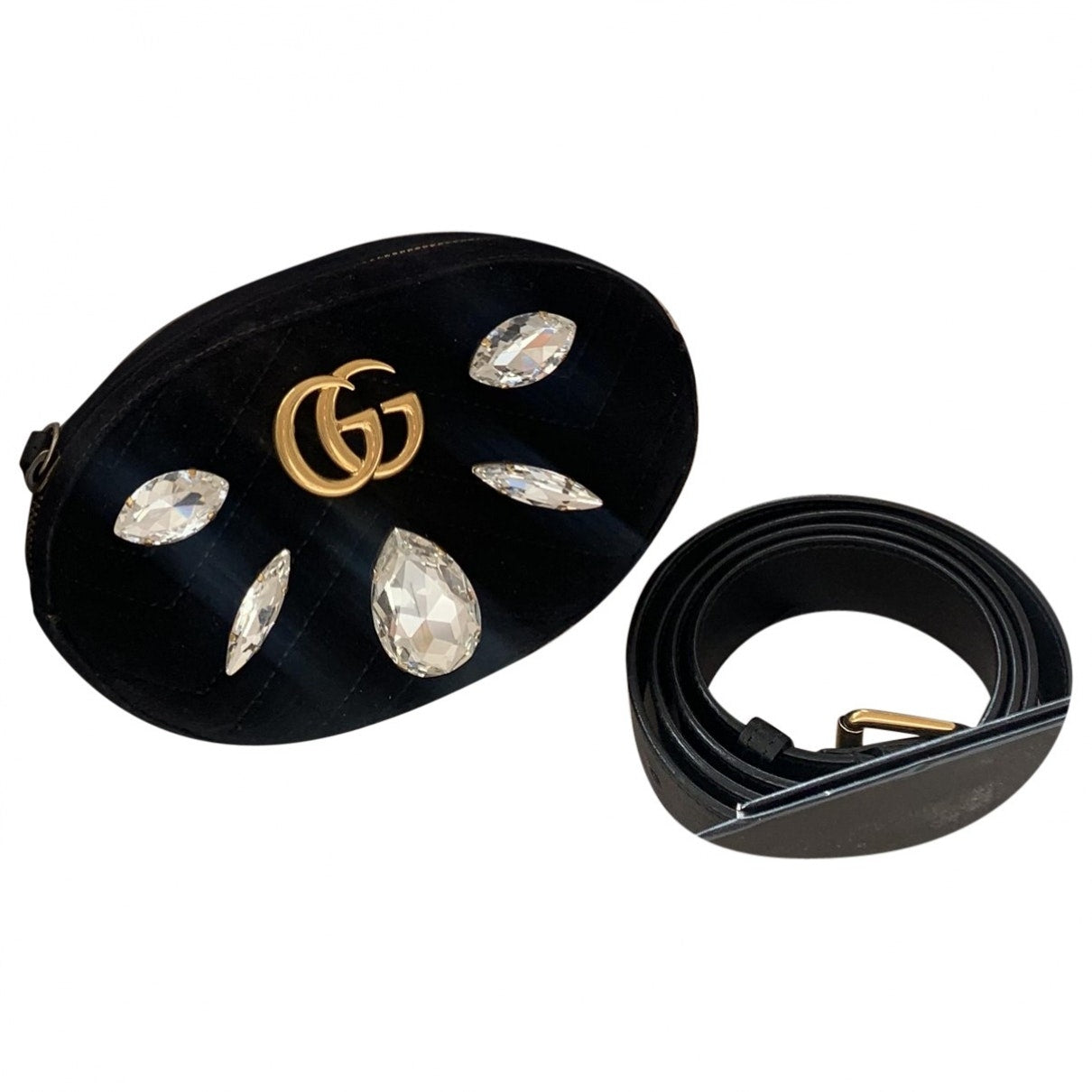 Gucci marmont black velvet clutch bag