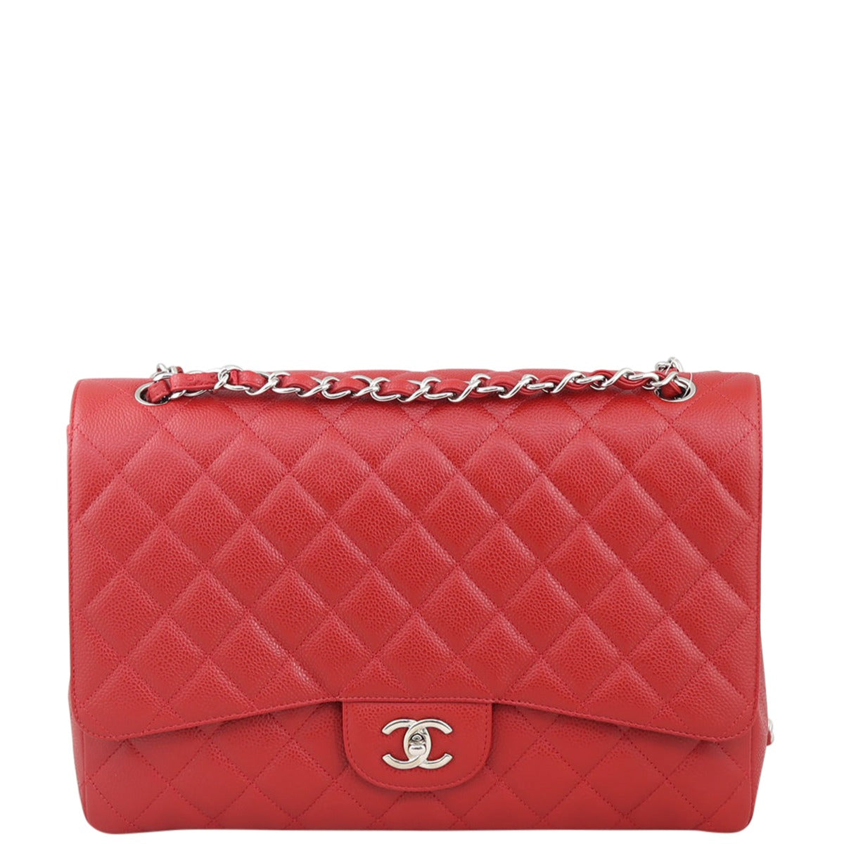 Chanel Classic Single Maxi ( ) Handbag Red Flap