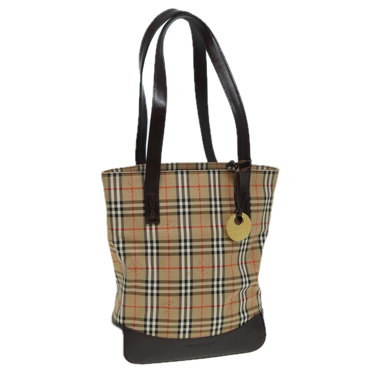 Burberry Luxury Nova Check Tote Bag Auth Canvas Beige Beige Auth 83420