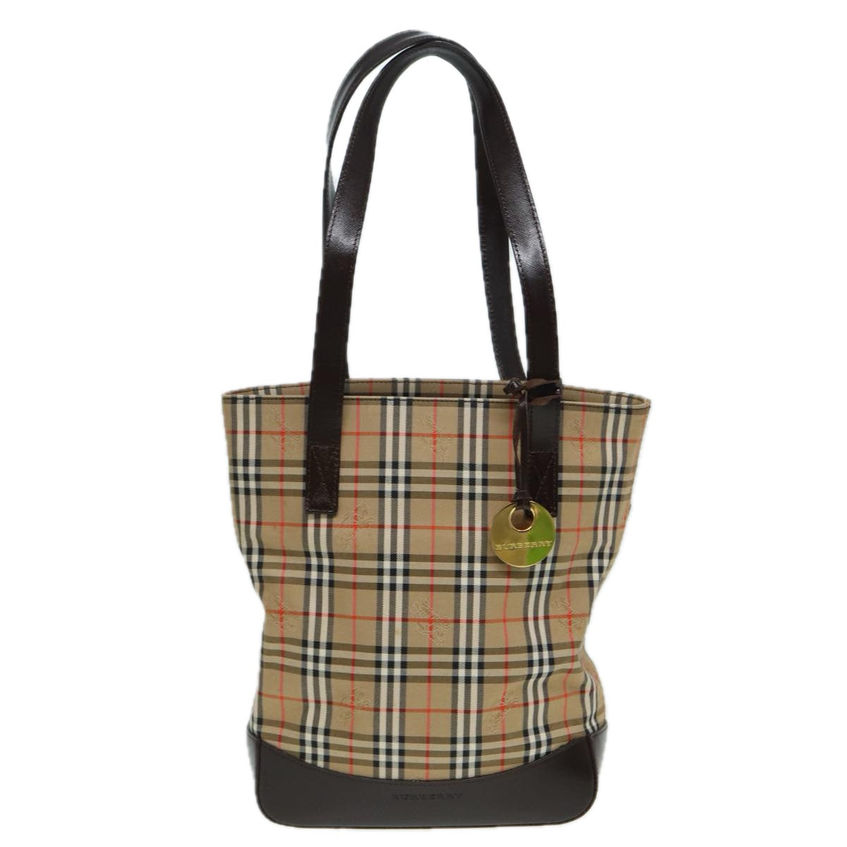 Burberry Luxury Nova Check Tote Bag Auth Canvas Beige Beige Auth 83420