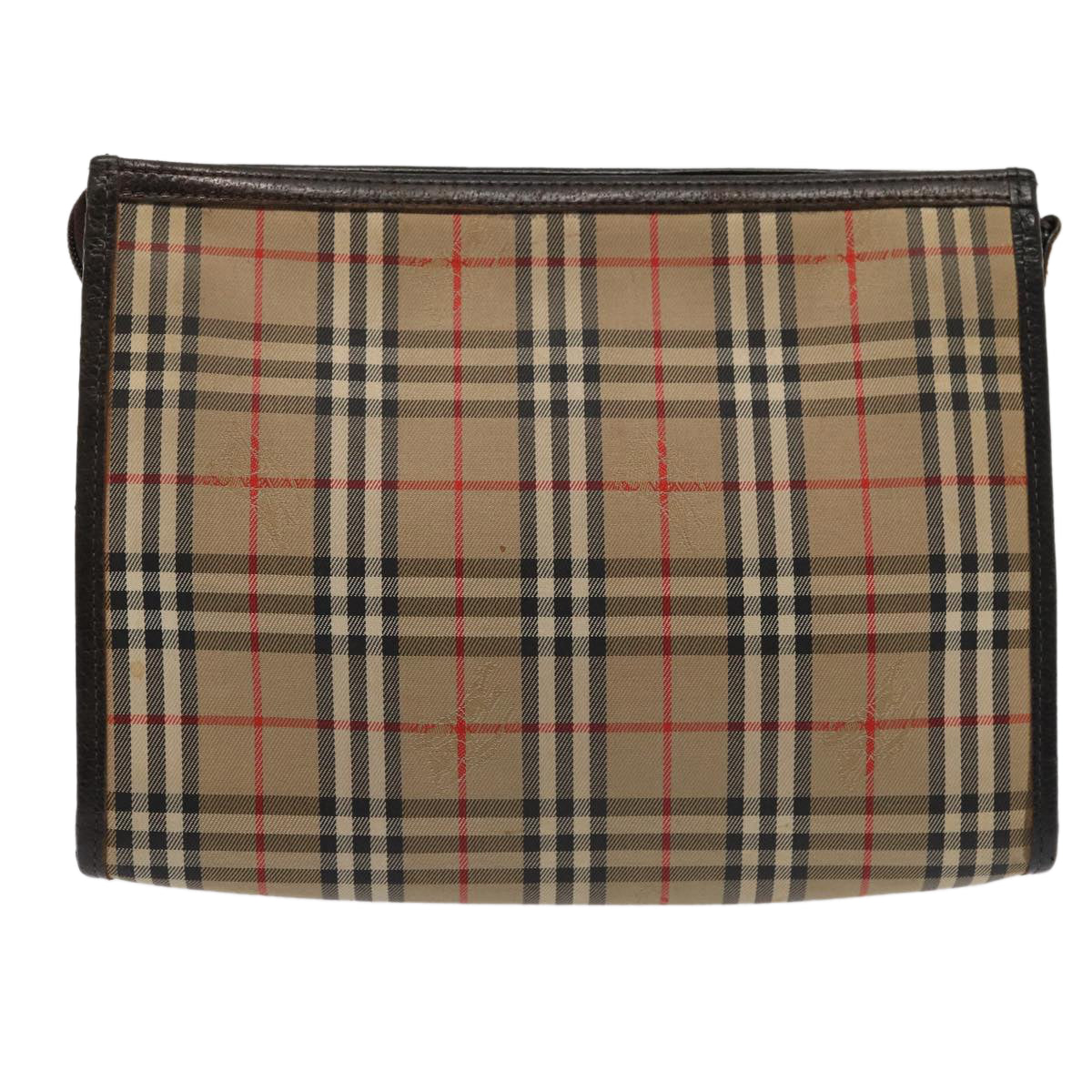 Burberry Luxury ss Nova Check Clutch Bag Auth Canvas Beige Beige Auth 83452