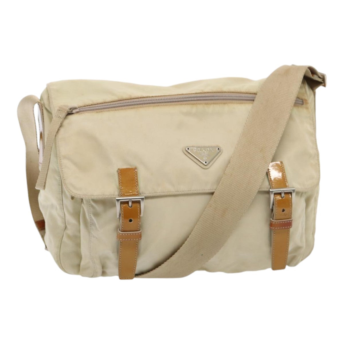 Prada Shoulder Bag Auth Nylon Beige Beige Auth 83489