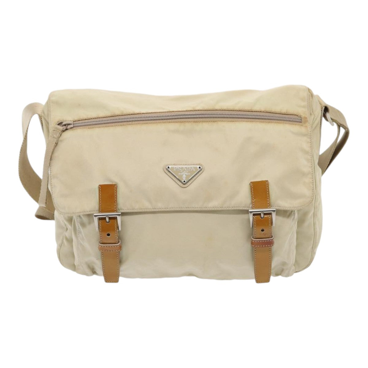 Prada Shoulder Bag Auth Nylon Beige Beige Auth 83489