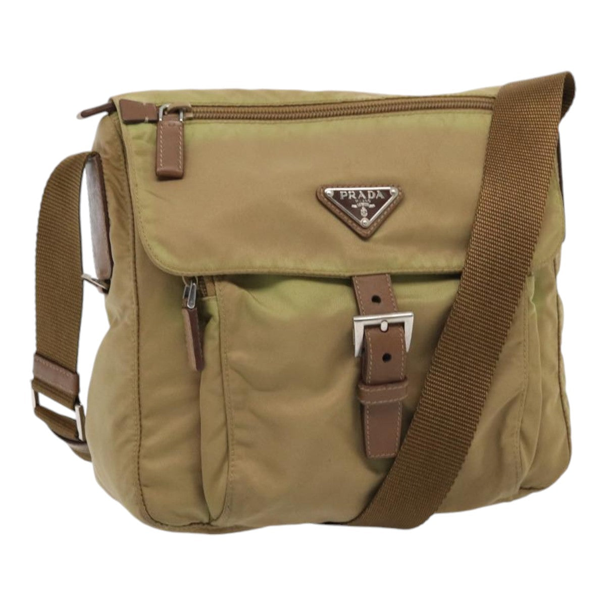 Prada Shoulder Bag Auth Nylon Beige Beige Auth 83490