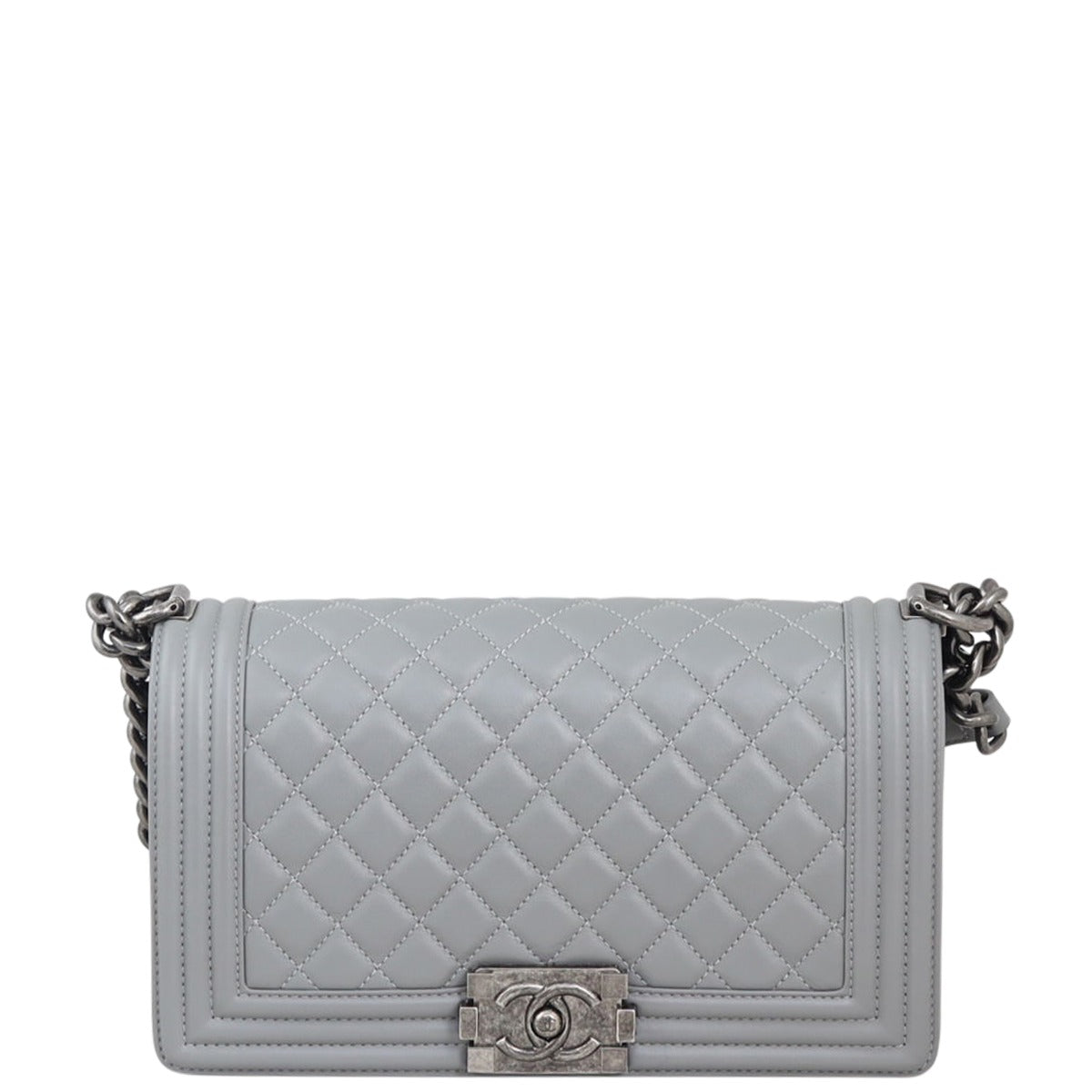 Chanel Boy Old Grey Handbag Medium