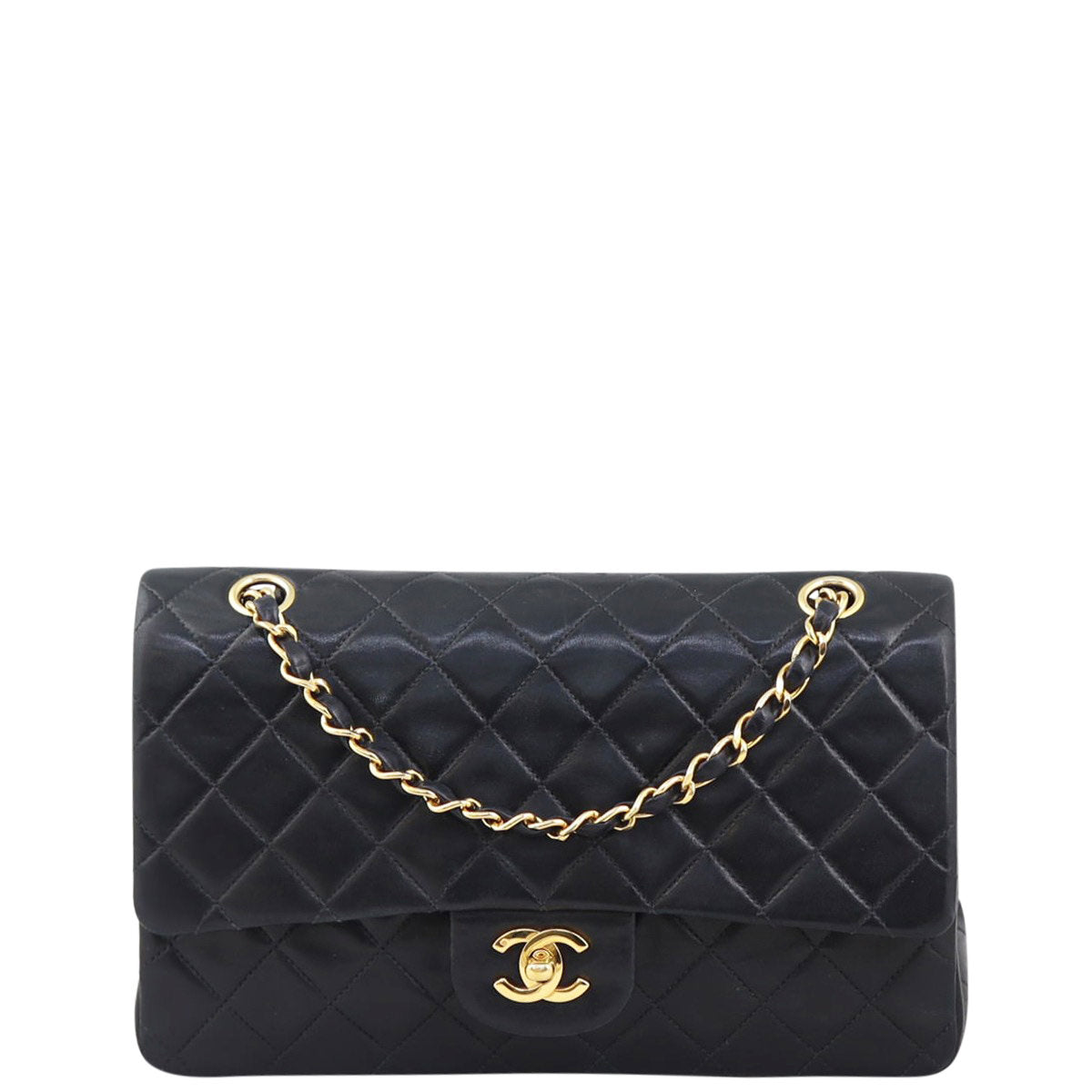Chanel Classic Double Flap Lambskin Handbag Quilted Black