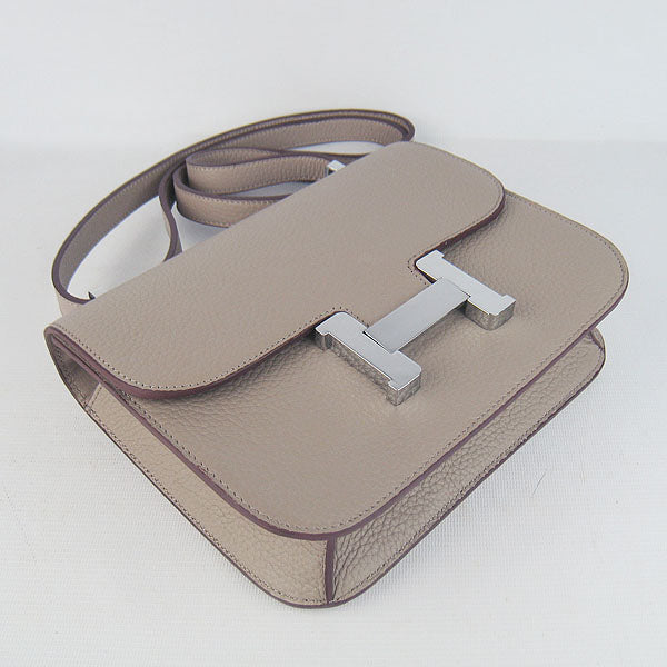 Hermes Luxury Constance Cowskin Bag H Grey Leather Silver Travel Bag