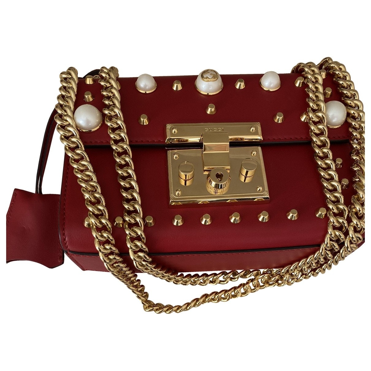 Gucci padlock red leather handbag