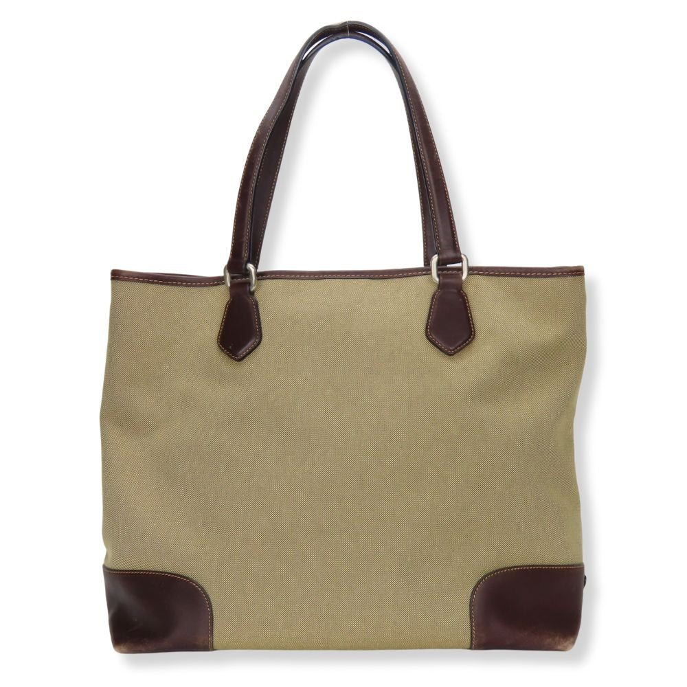 Prada Tote Bag Leather Canvas