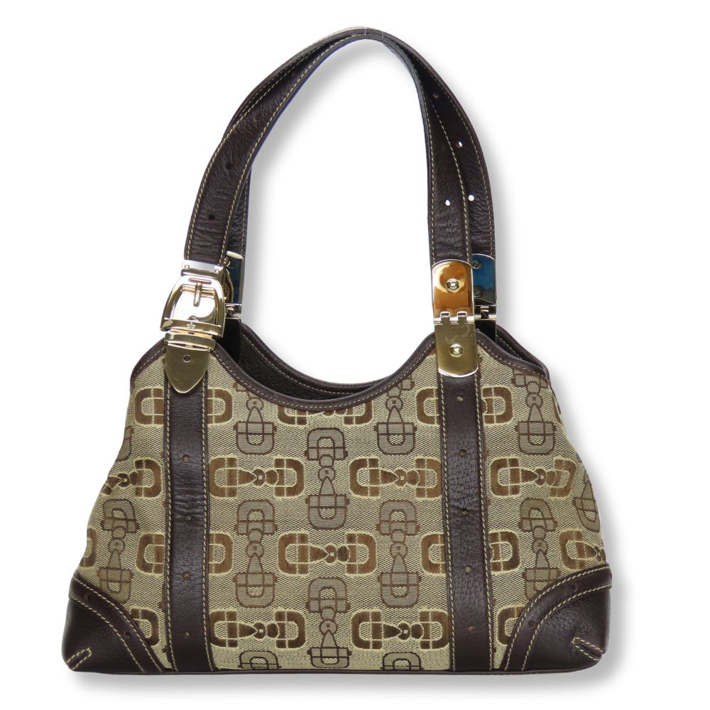 Gucci Horsebit Canvas Beige Handbag