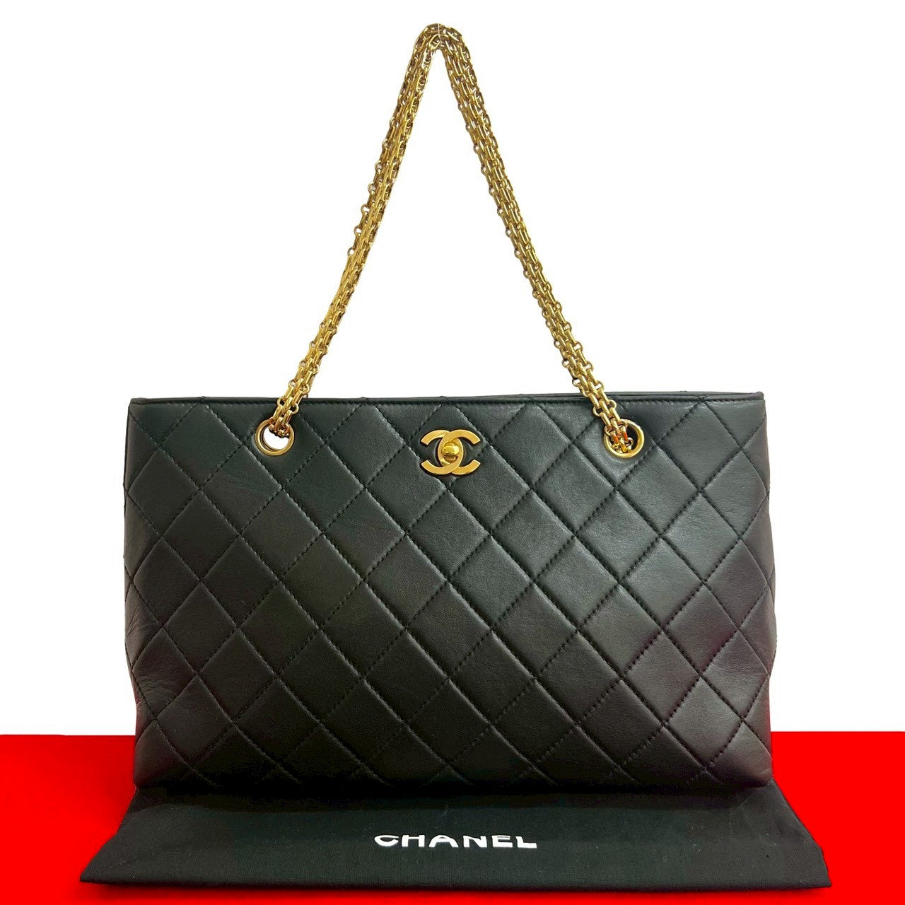 Chanel lambskin Matrasse Black Tote Bag 837D837