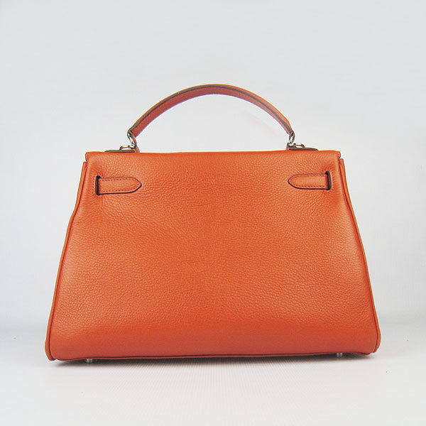 Hermes Luxury Kelly Cm Togo Orange Handbag Leather Silver Travel Bag