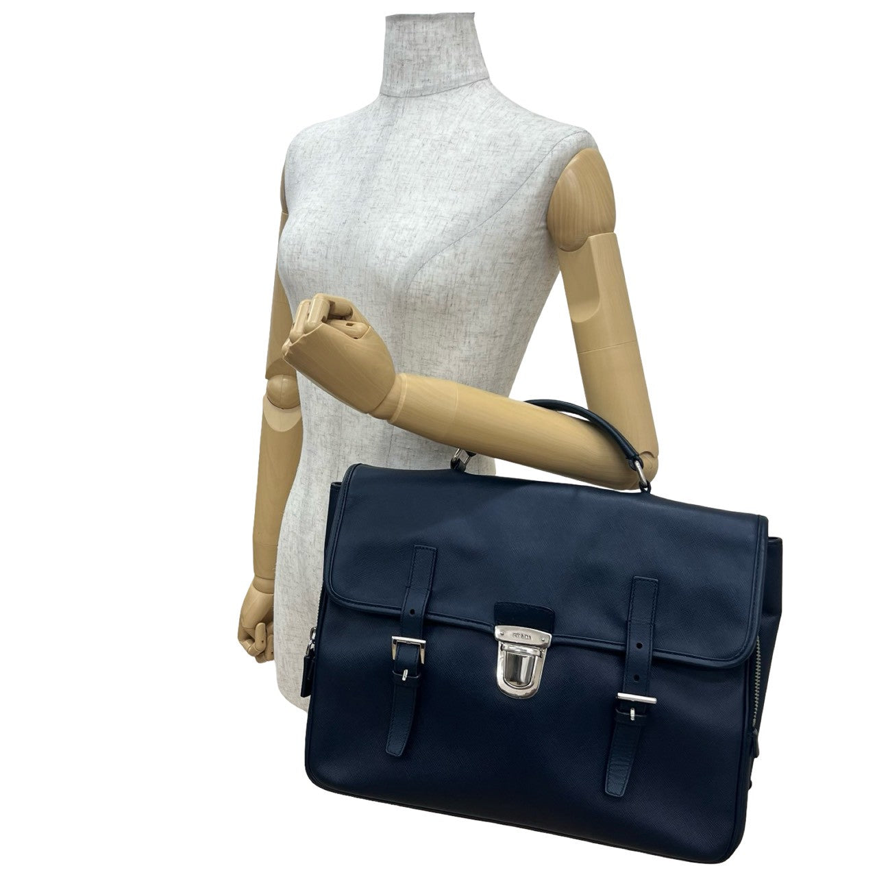 Navy Leather Travel Bag
