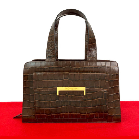 YSL Saint Laurent Yves Handbag Leather Brown Travel Bag