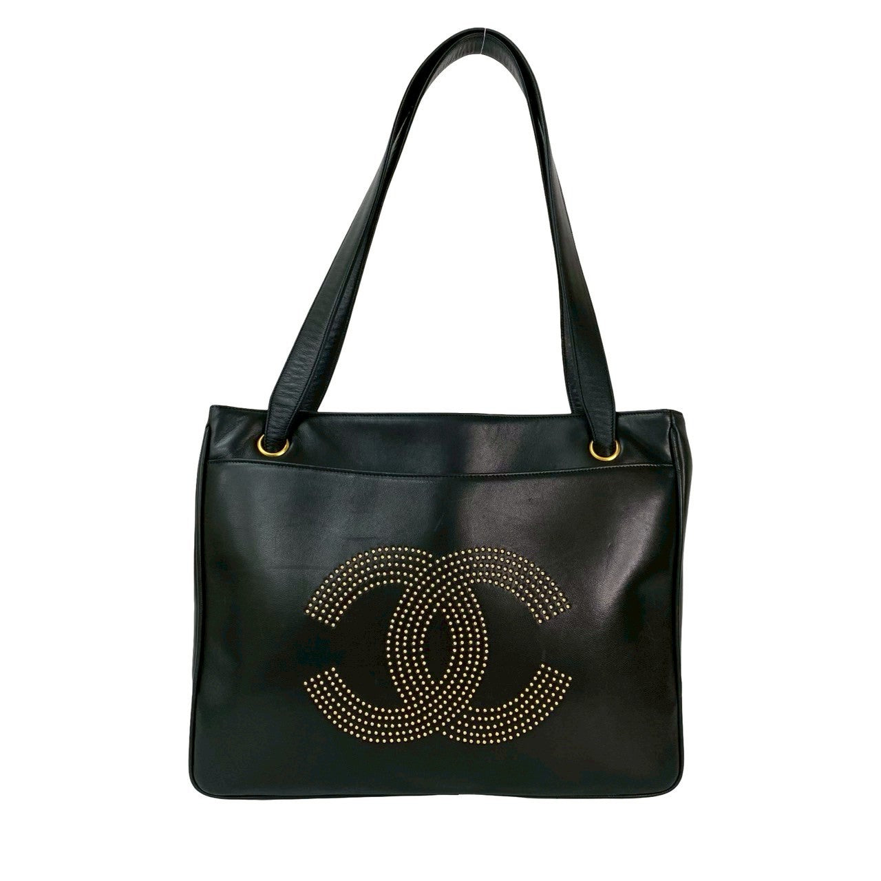 Chanel 838E838 Black Leather Tote Bag