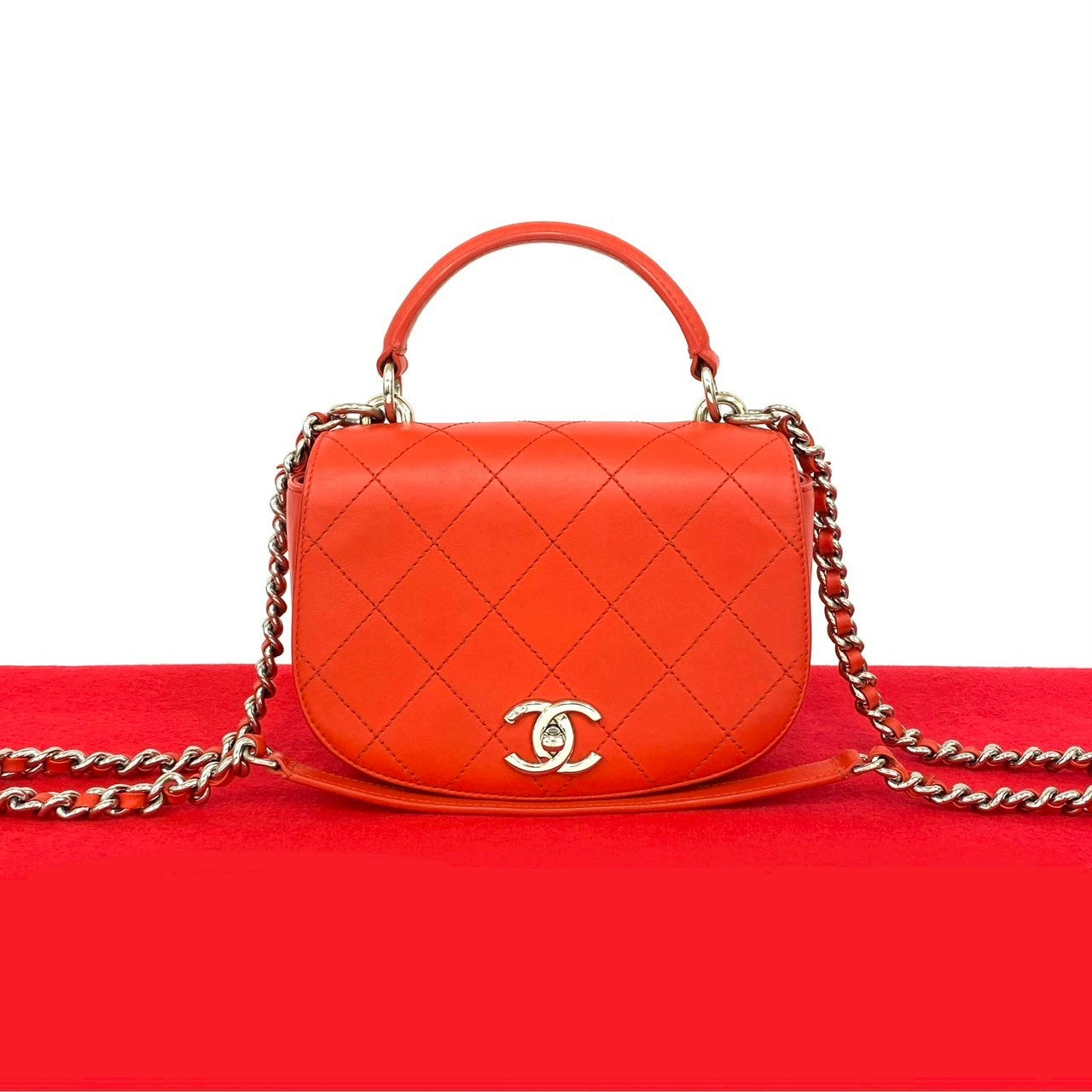 Chanel Matrasse Red Leather Shoulder Bag