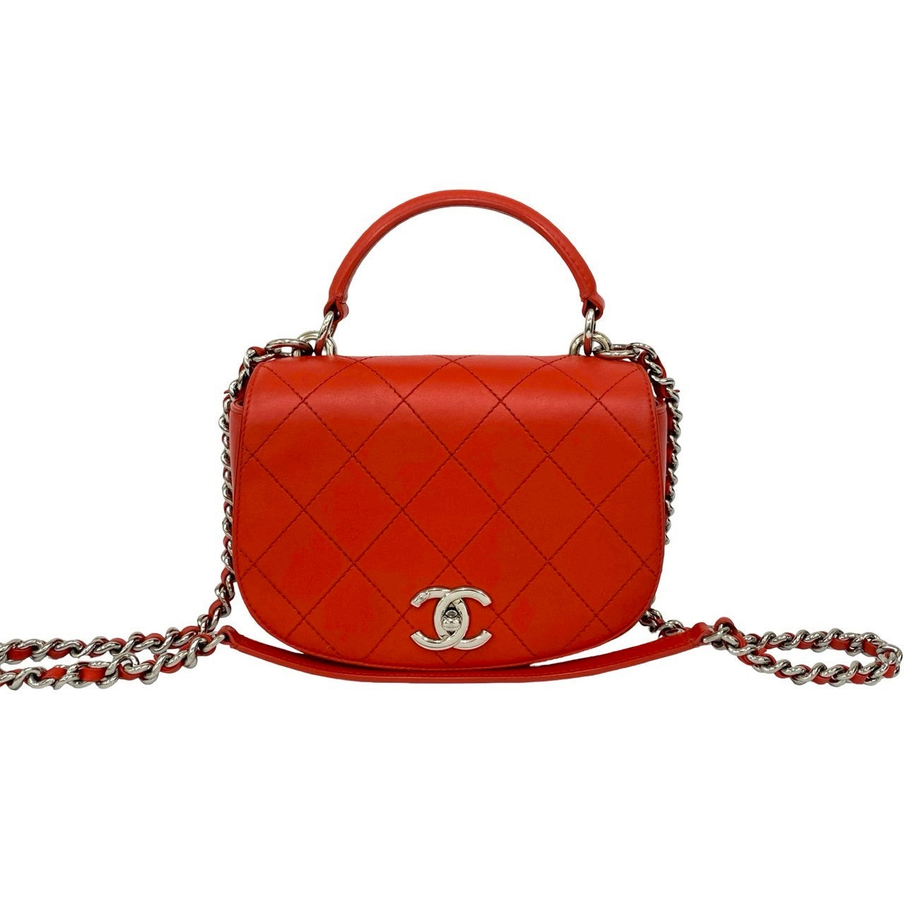 Chanel Matrasse Red Leather Shoulder Bag