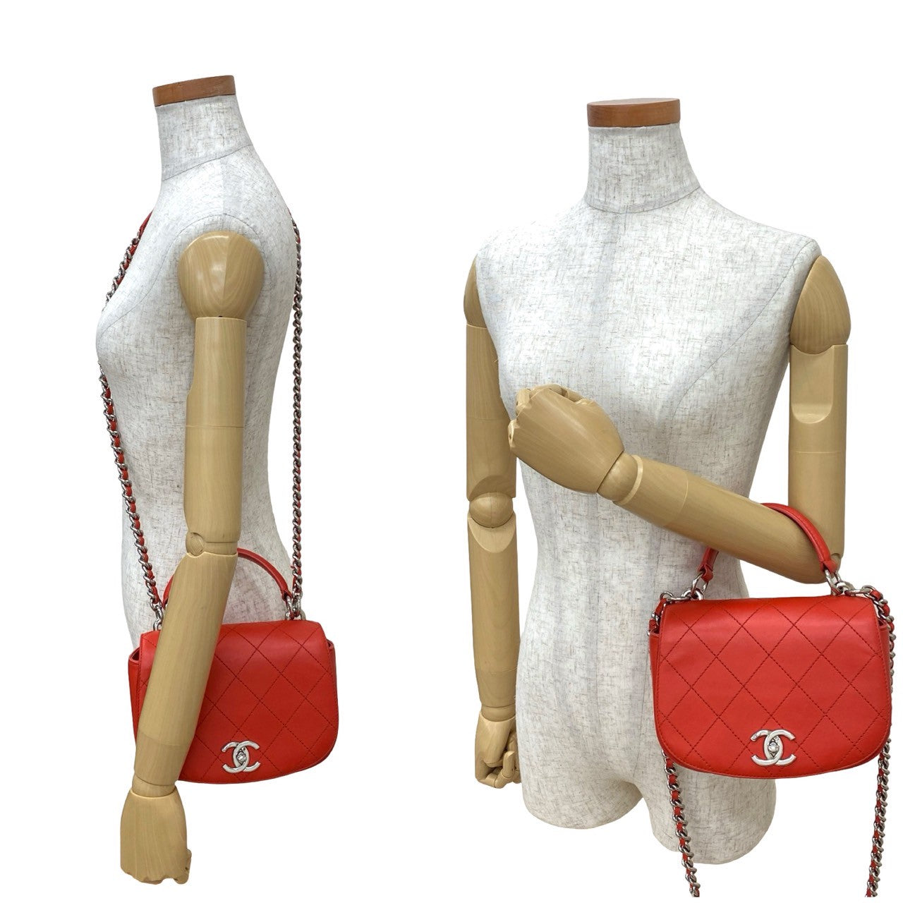 Chanel Matrasse Red Leather Shoulder Bag