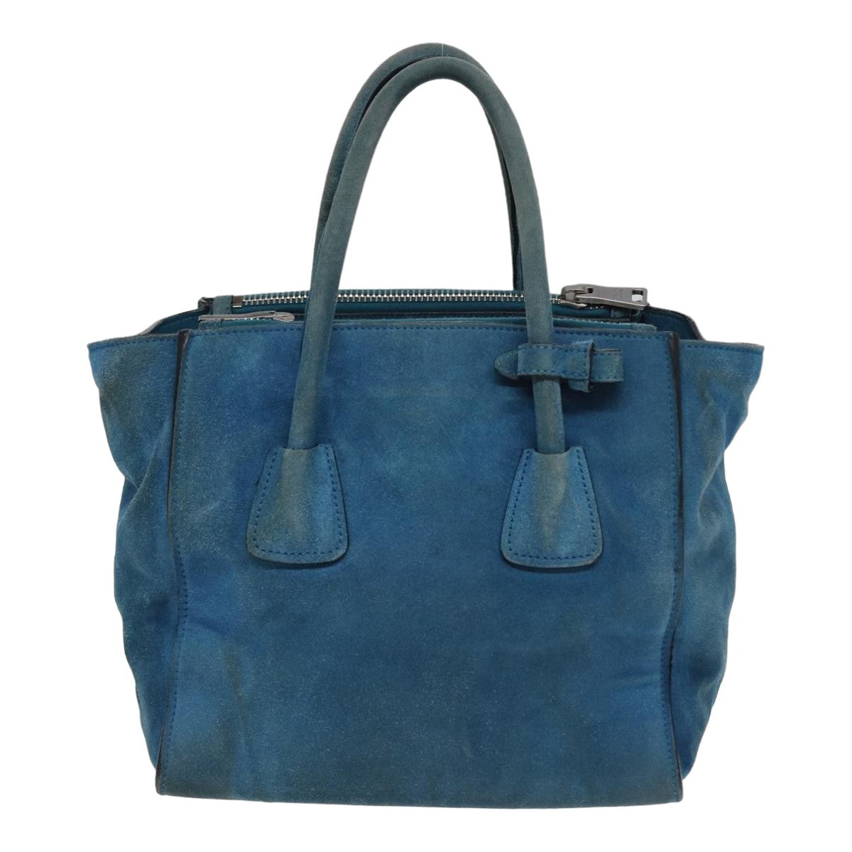 Prada Hand Bag 2Way Auth Suede Blue Travel Bag