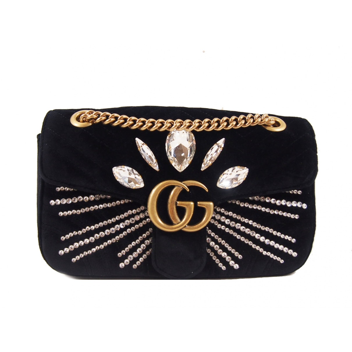 Gucci marmont black velvet handbag