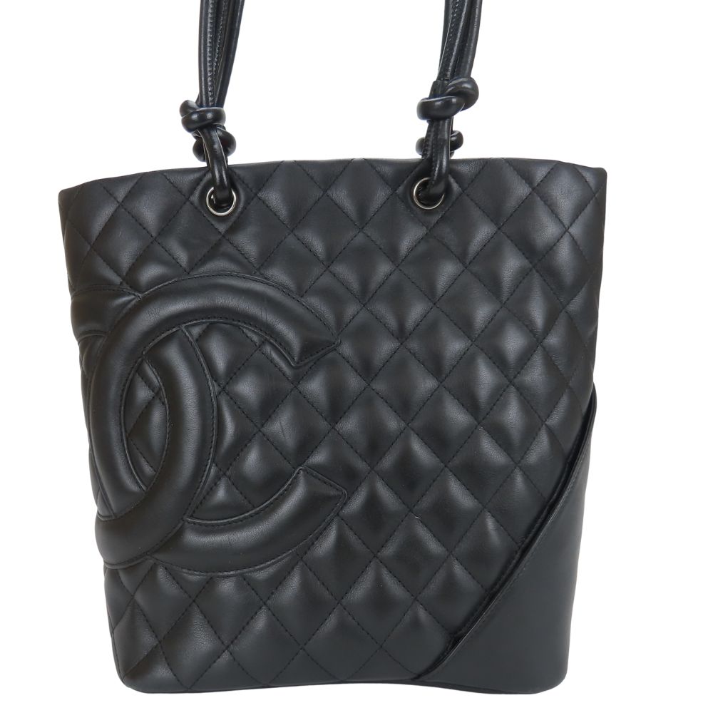 Chanel Cambon line Black Leather Tote Bag