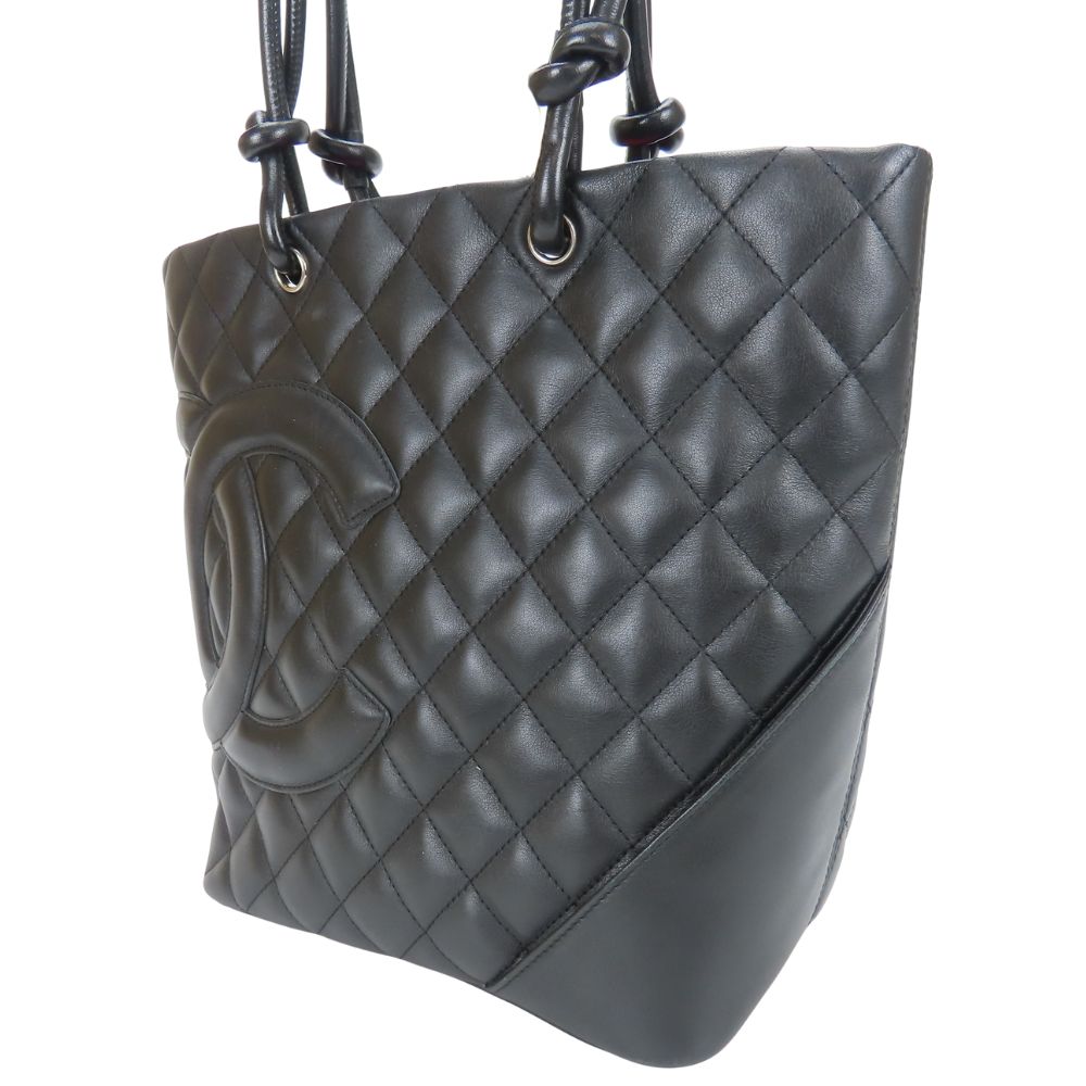 Chanel Cambon line Black Leather Tote Bag