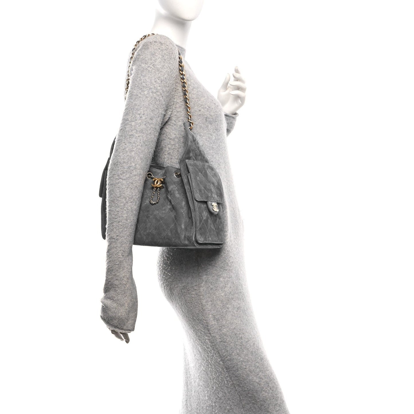 Chanel Suede Quilted Small 25 Handbag Blue