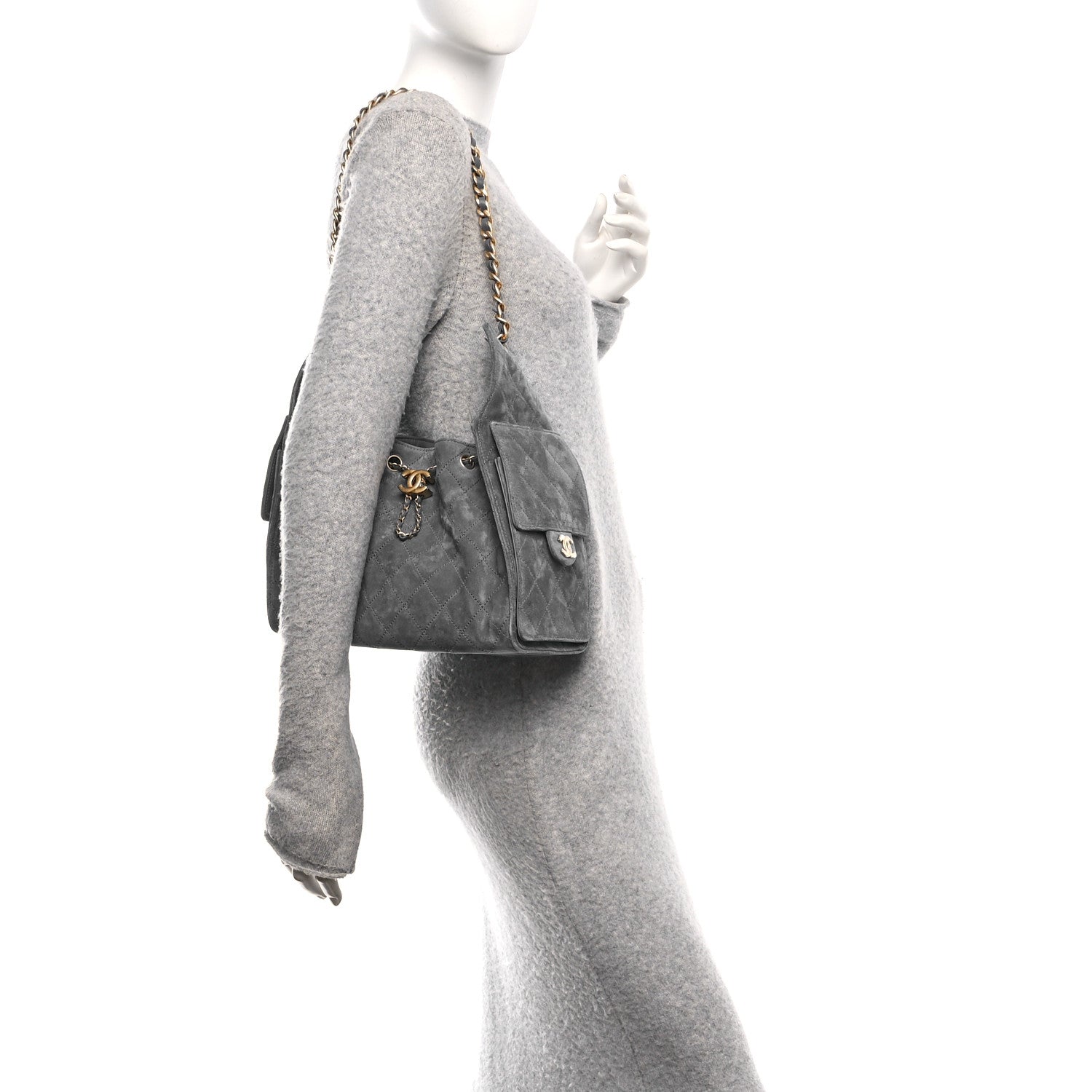 Chanel Suede Quilted Small 25 Handbag Blue
