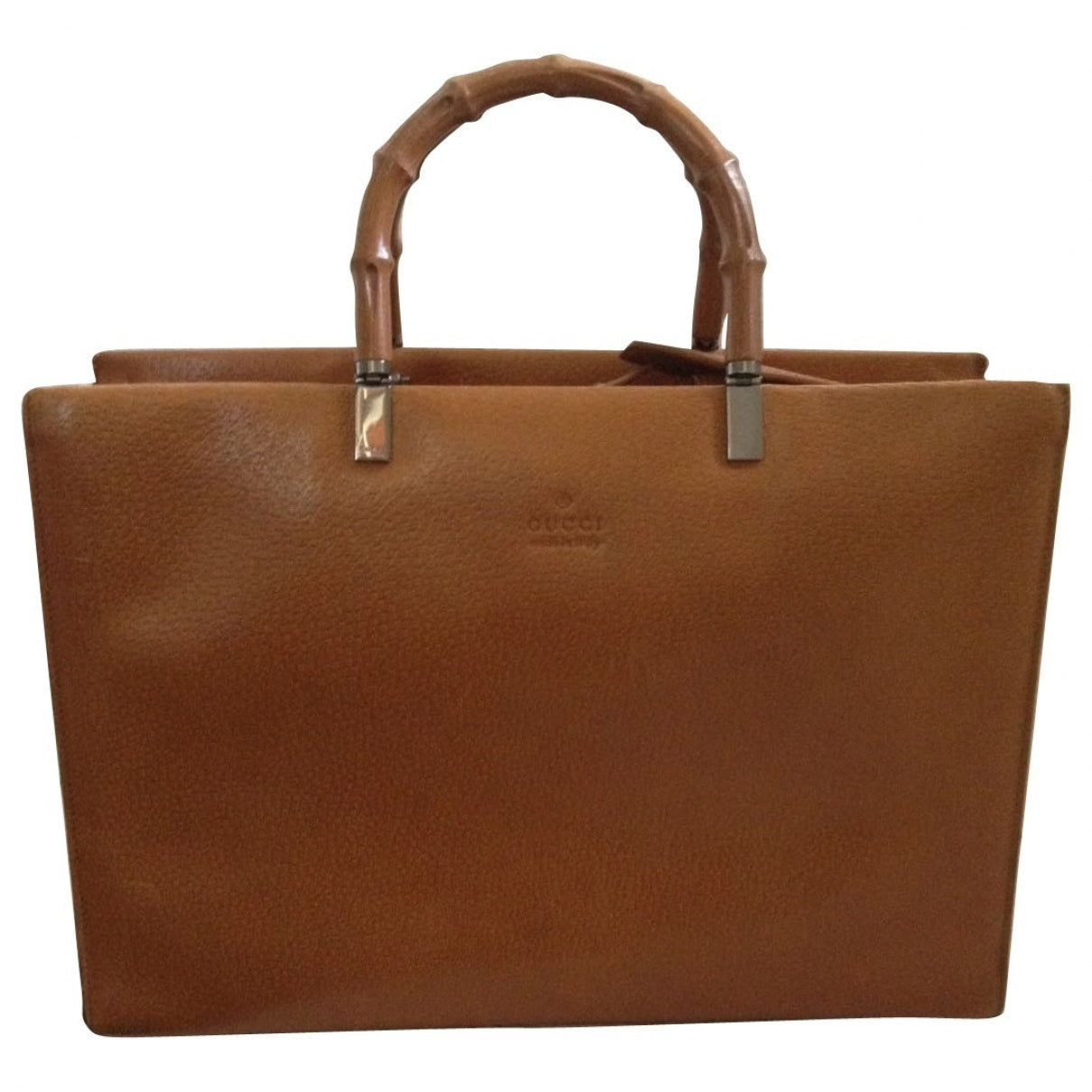 Gucci bamboo camel leather handbag
