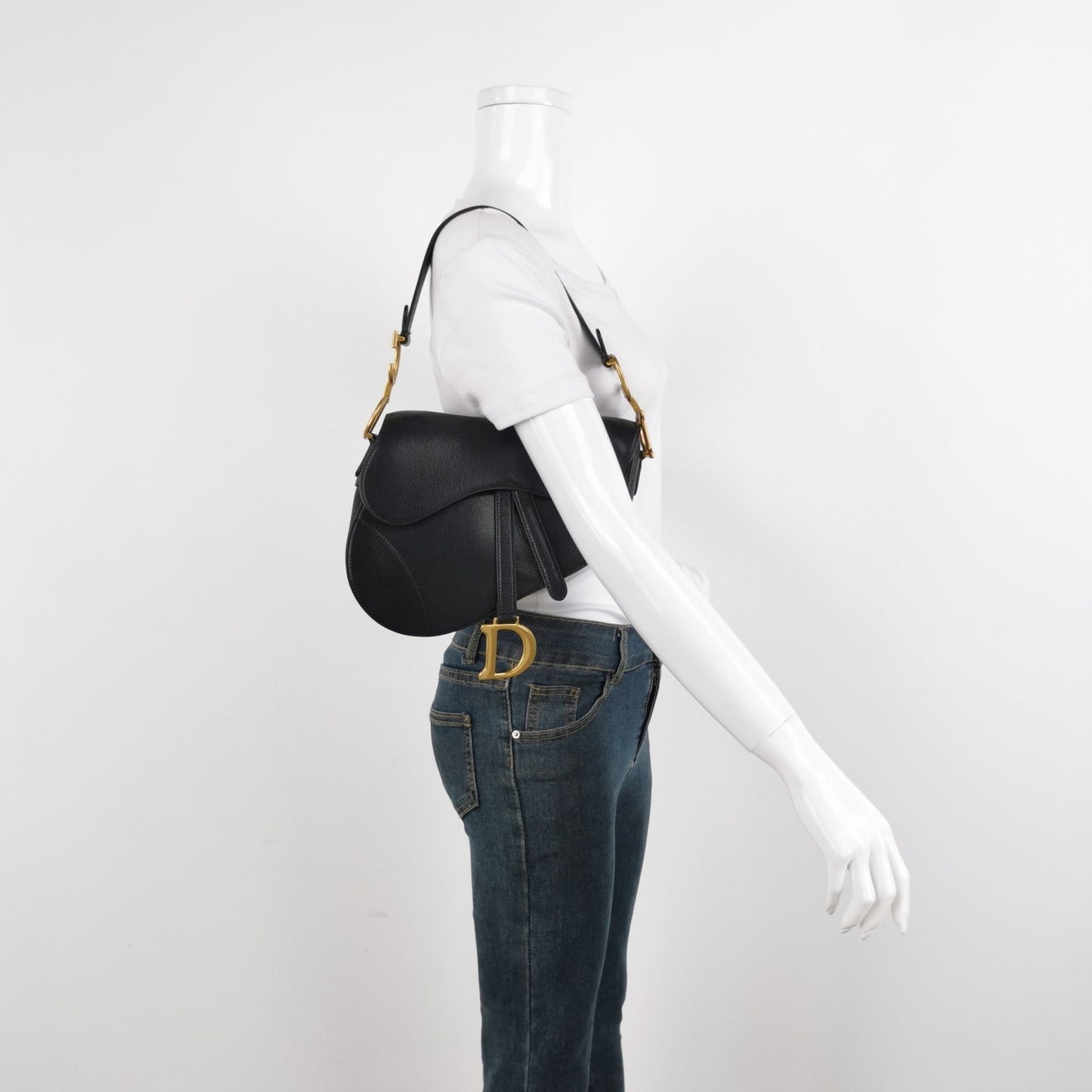 Dior Saddle Goatskin Bag Leather Black Travel Bag