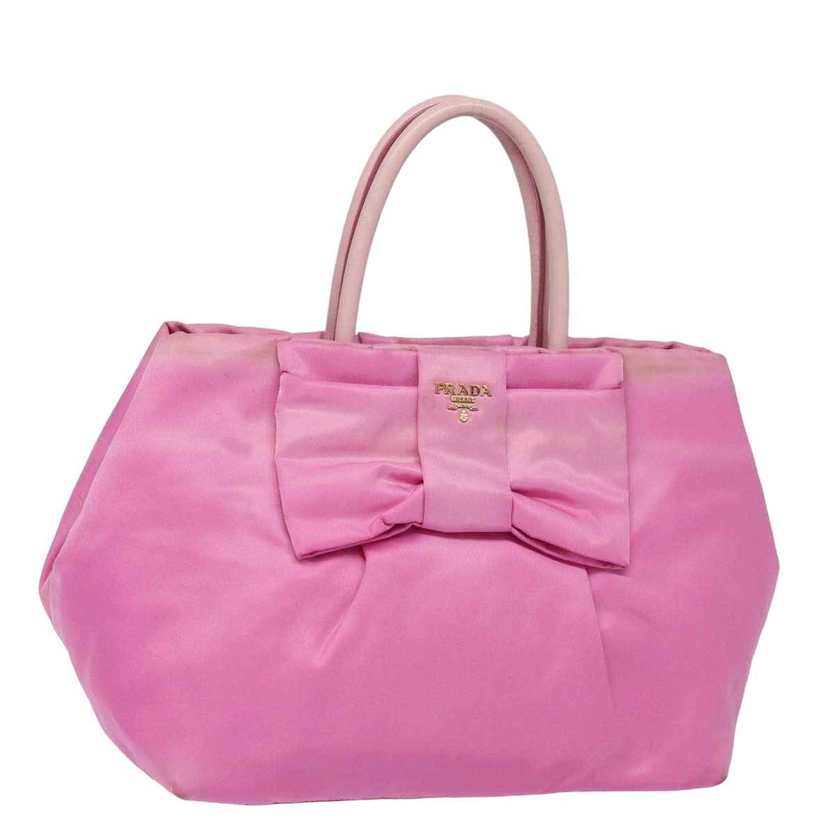 Prada Ribbon Hand Bag Auth Nylon Pink Travel Bag