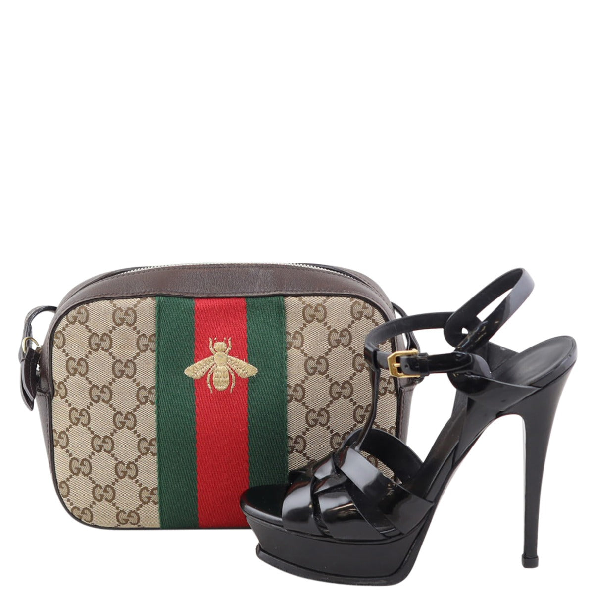 Gucci GG Canvas Webby Bee Crossbody Bag