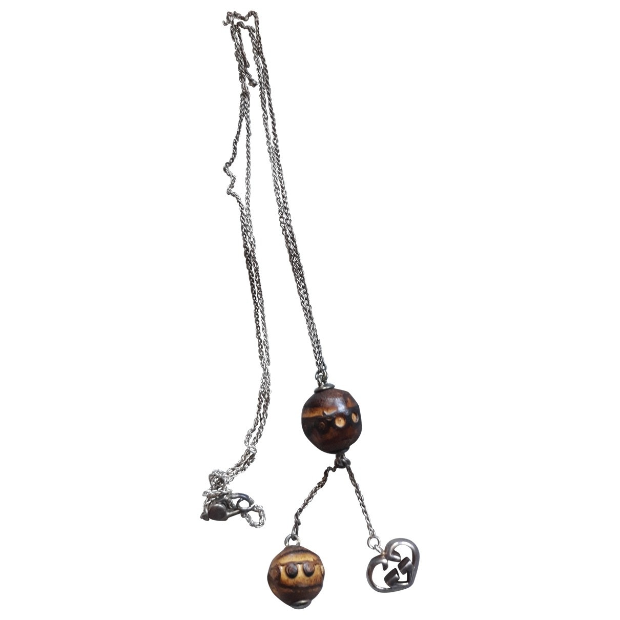 Gucci bamboo purple silver long necklaces