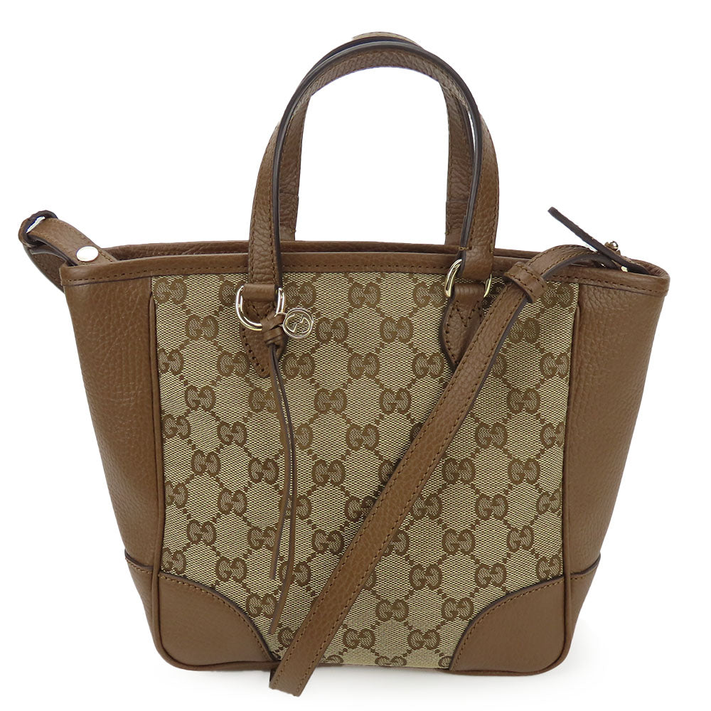 Gucci 2Way Handbag Leather Canvas Travel Bag