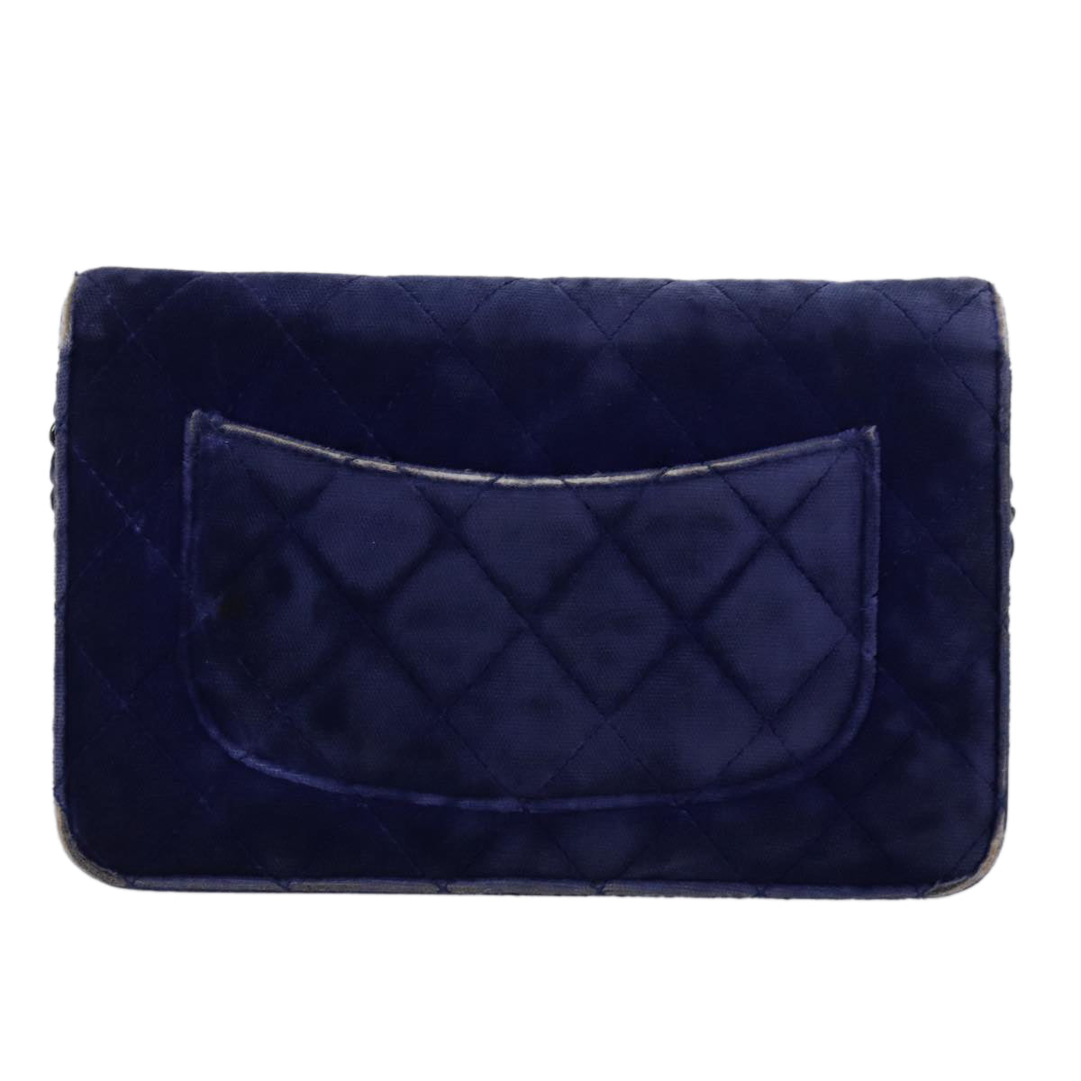Chanel Chain Shoulder Bag Moquette Navy CC Auth