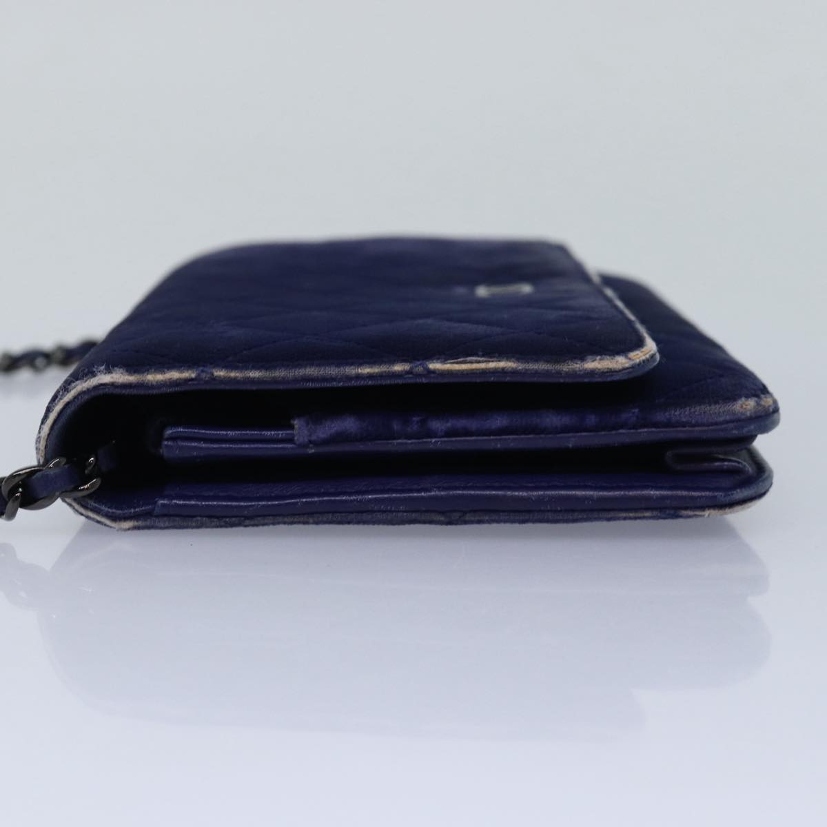 Chanel Chain Shoulder Bag Moquette Navy CC Auth