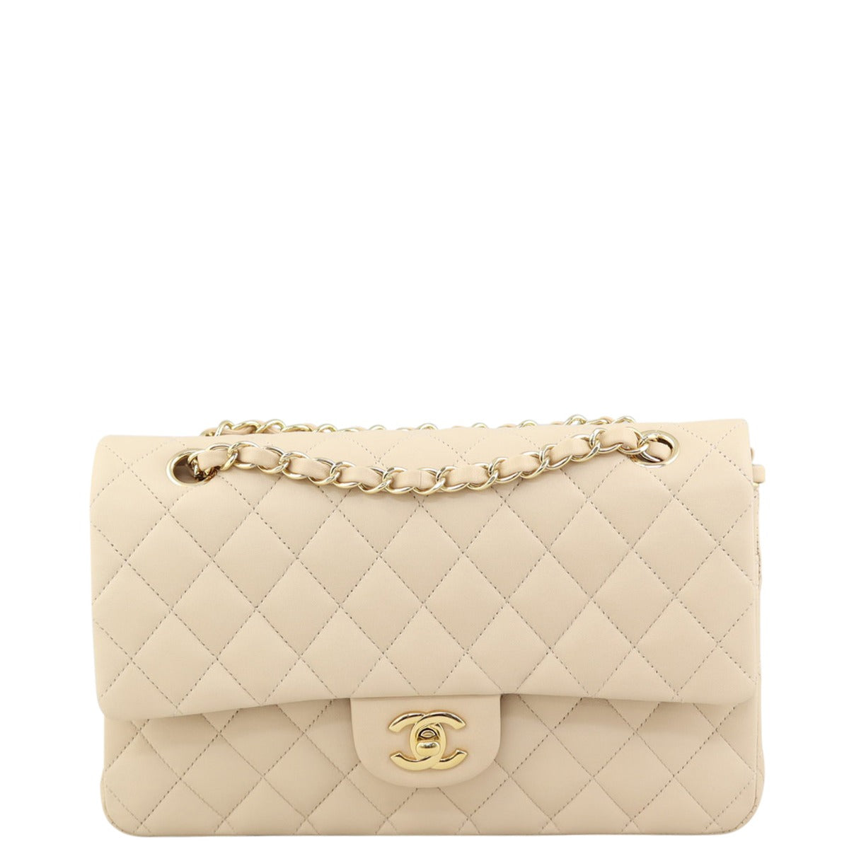Chanel Classic Double 17 Series Handbag Beige Medium