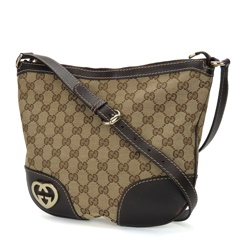 Gucci Shoulder Bag Leather Canvas