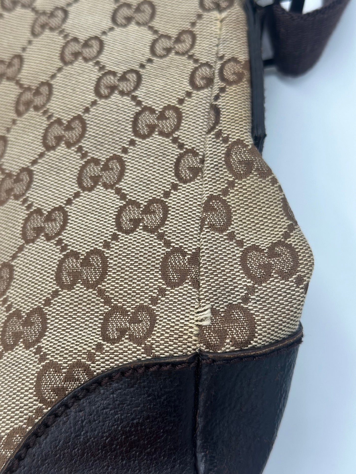 Gucci Front Pocket Messenger Bag Gg Canvas Beige Canvas Shoulder Bag Bag