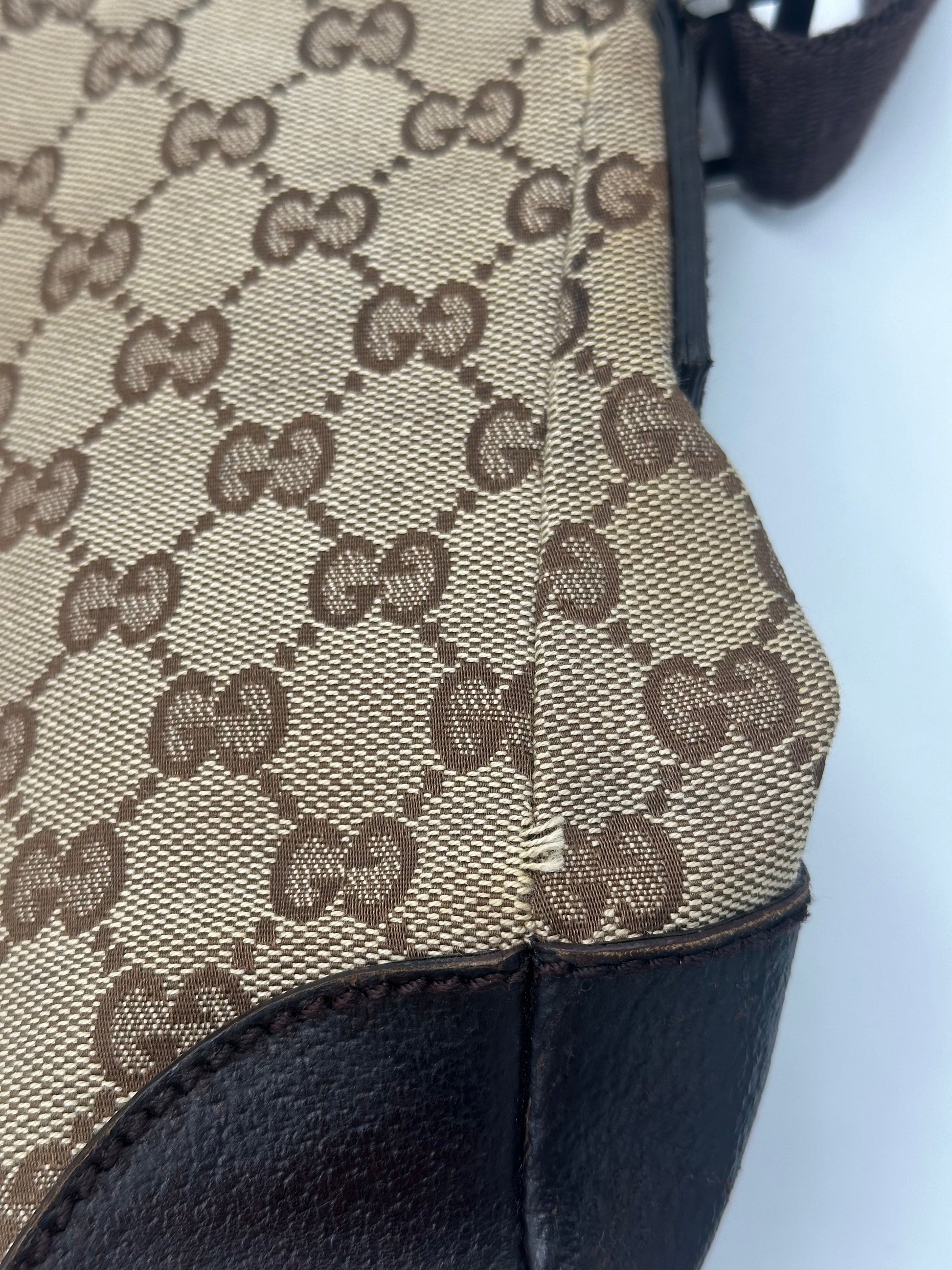 Gucci Front Pocket Messenger Bag Gg Canvas Beige Canvas Shoulder Bag Bag