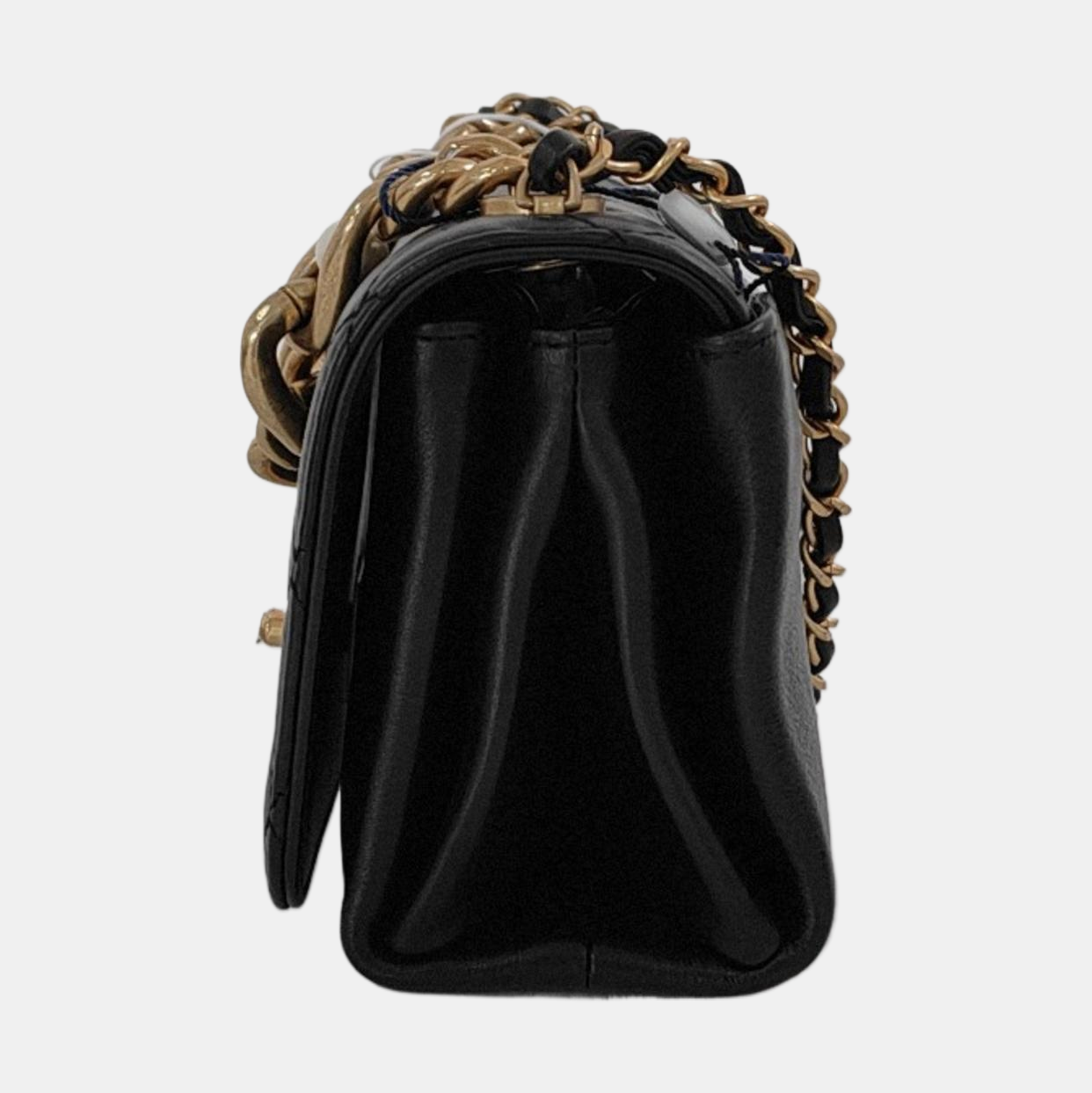 Chanel Classic Flap Pearl Lambskin Hardware Black Gold Mini Bag
