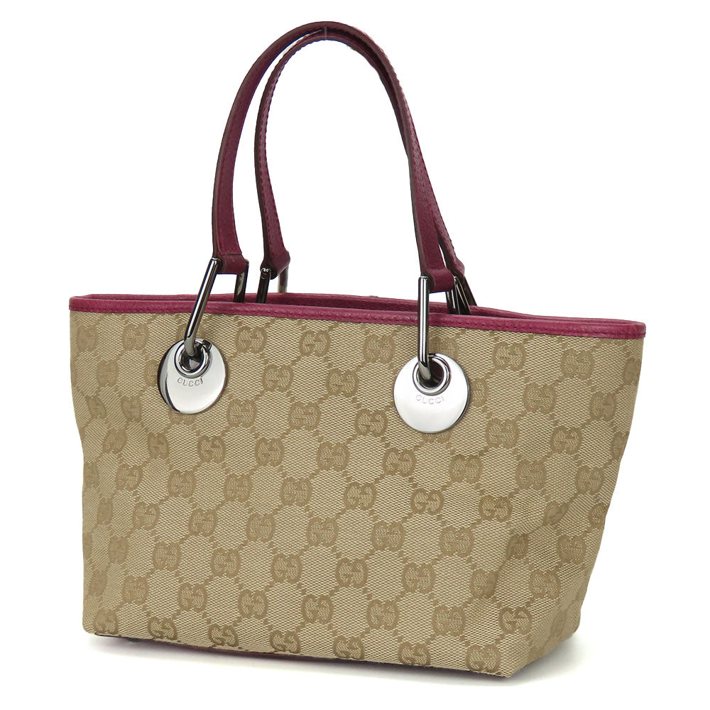 Gucci GG Leather Canvas Beige Handbag