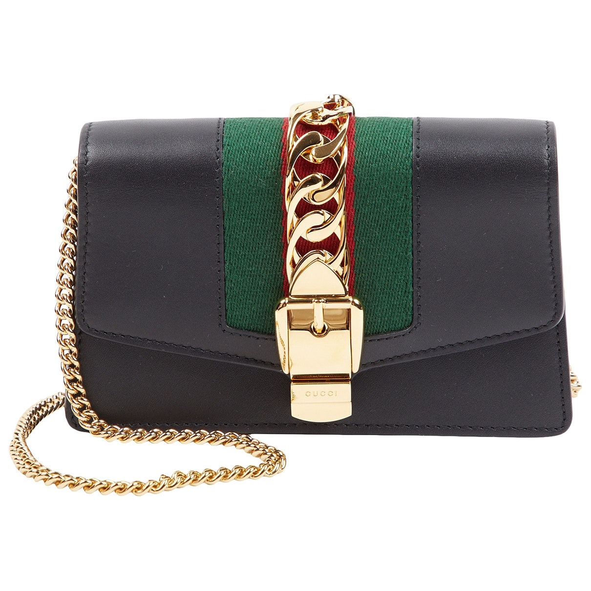 Gucci sylvie navy leather handbag