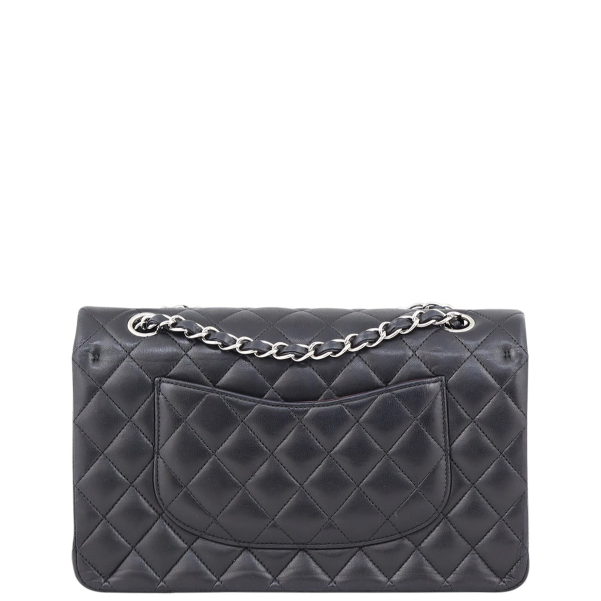 Chanel Classic Double Flap 13 Series Hardware Handbag Black Silver Medium 240221