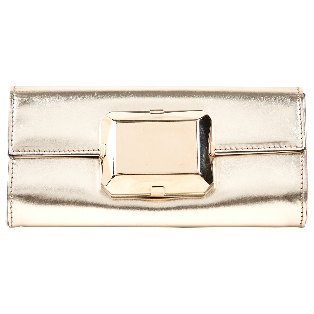 Gucci gold leather clutch bag