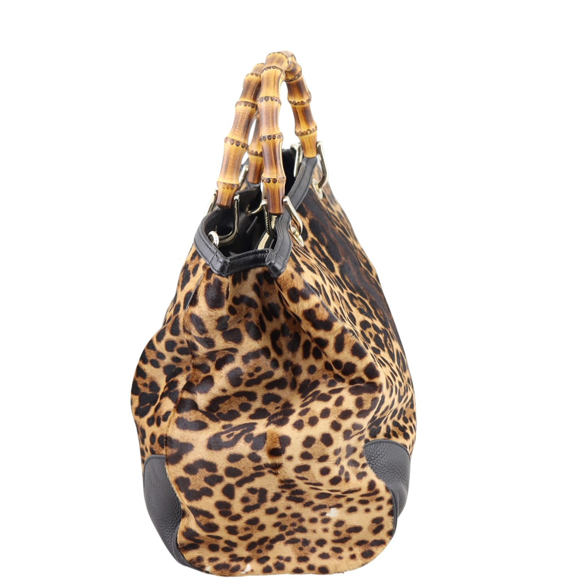 Gucci Bamboo Calf Hair Leopard Shopper Tote Large