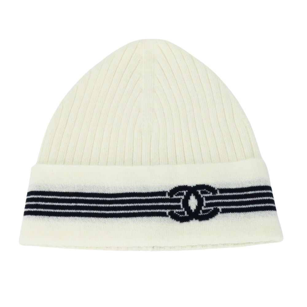 Chanel Knit cap cashmere White Hat