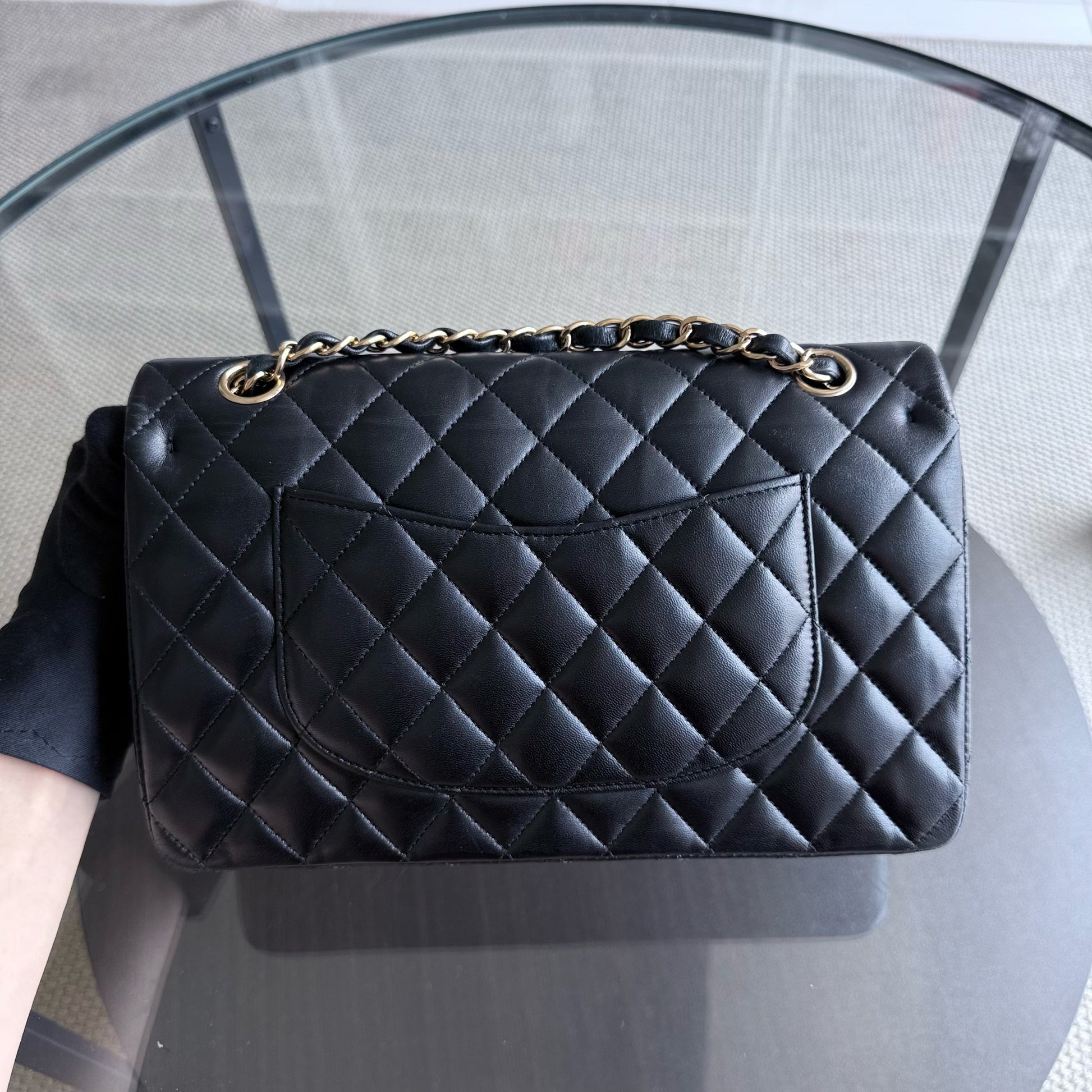 Chanel Classic Flap Medium - 25CM Quilted Lambskin Black Gold Hardware Series 27
